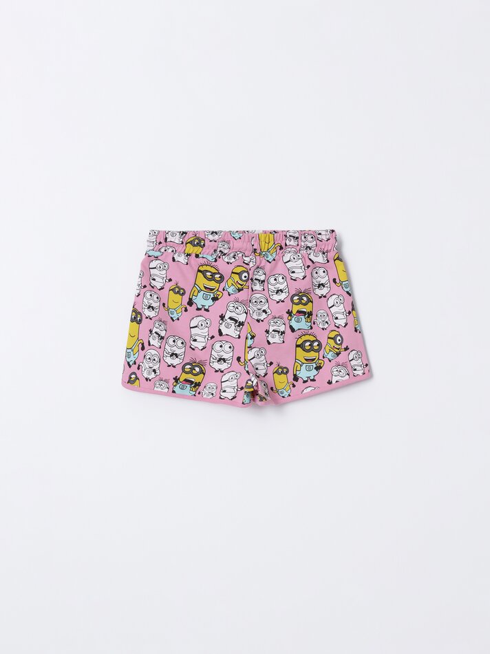 Shorts de lã estampados com Minions - UCS LLC - Rosa