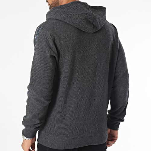 Sweat Zippé Capuche A Bandes 3011 Gris Anthracite Chiné
