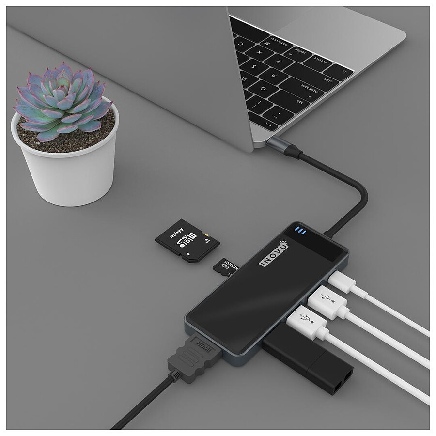 INOVU Station d'accueil USB-C 6 en 1 (HDMI/USB/SD)