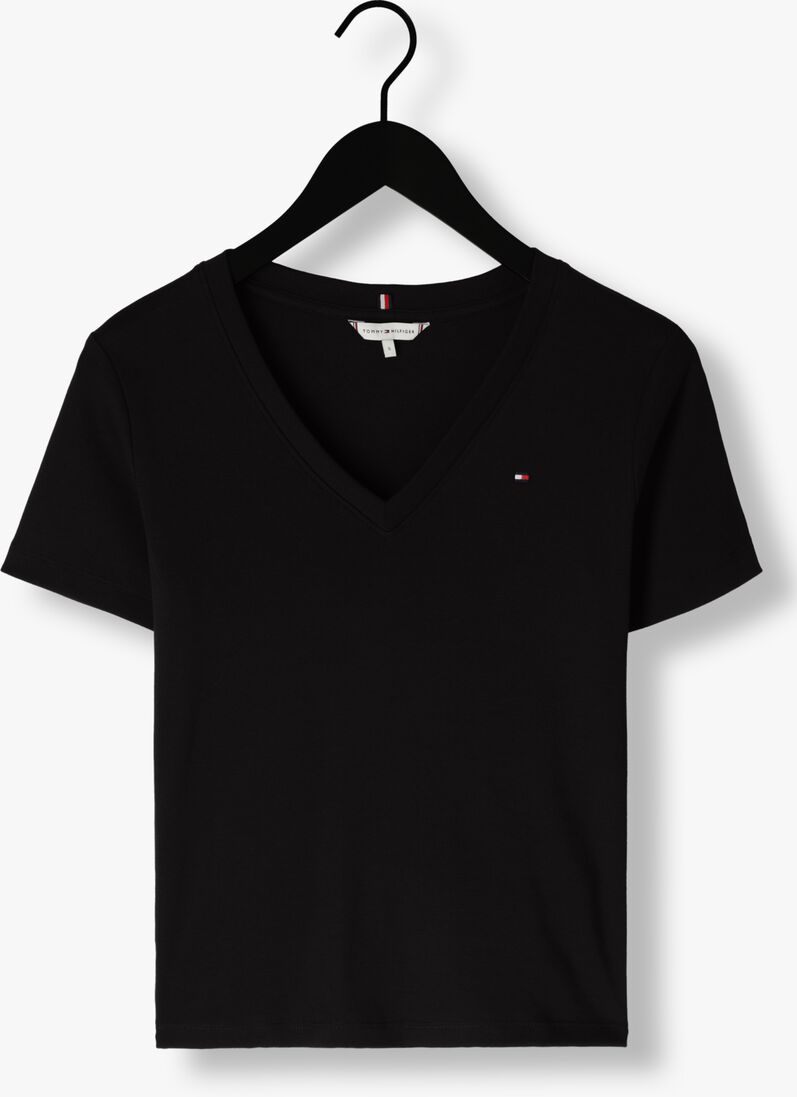 TOMMY HILFIGER zwarte tommy hilfiger t-shirt new slim cody v-neck ss