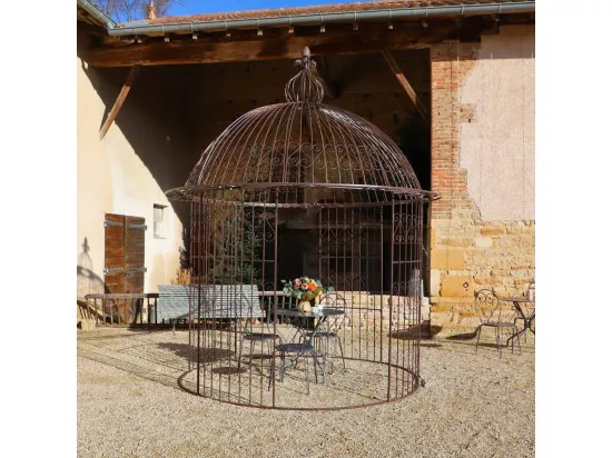 Gloriette pergola tonnelle kiosque abri jardin fer marron 300x368 cm