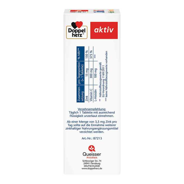 Doppelherz Zink + Histidin + Vitamin C Depot aktiv Tab, 100 St