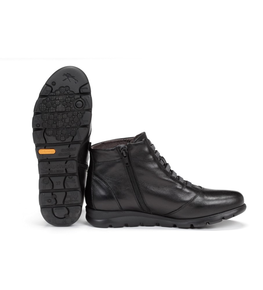 Botas de tornozelo Fluchos Susan F0356 em couro preto