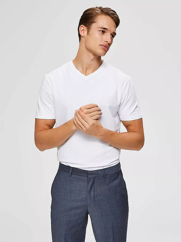 SELECTED T-Shirt SLHNEWPIMA weiss