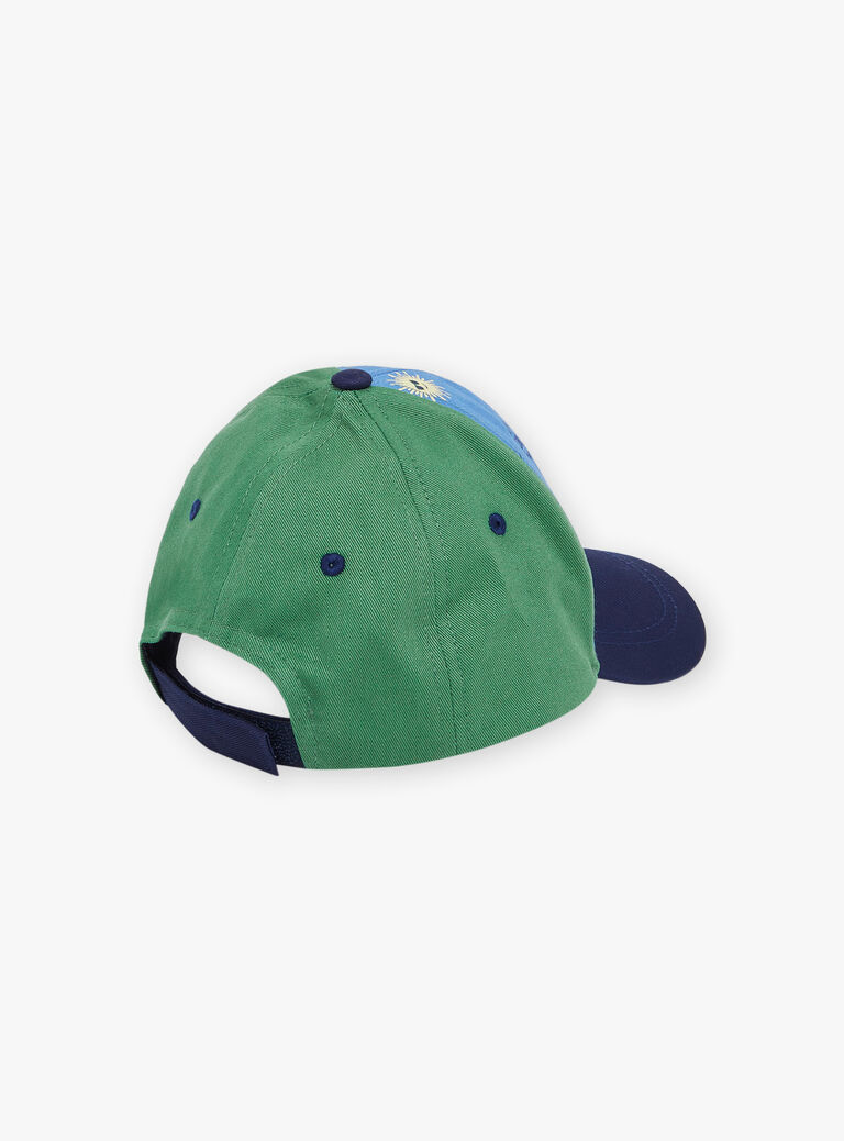 Casquette bleue et verte à motif fantaisie