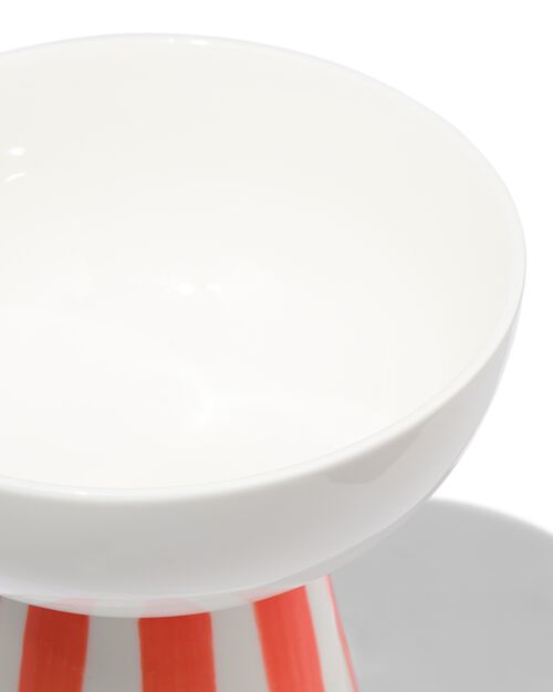 bol sur pied Ø11x11.6 - new bone blanc et corail - vaisselle dépareillée