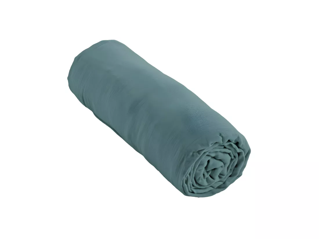 Drap plat 240 x 300 cm en double gaze de coton bleu canard - PEPA