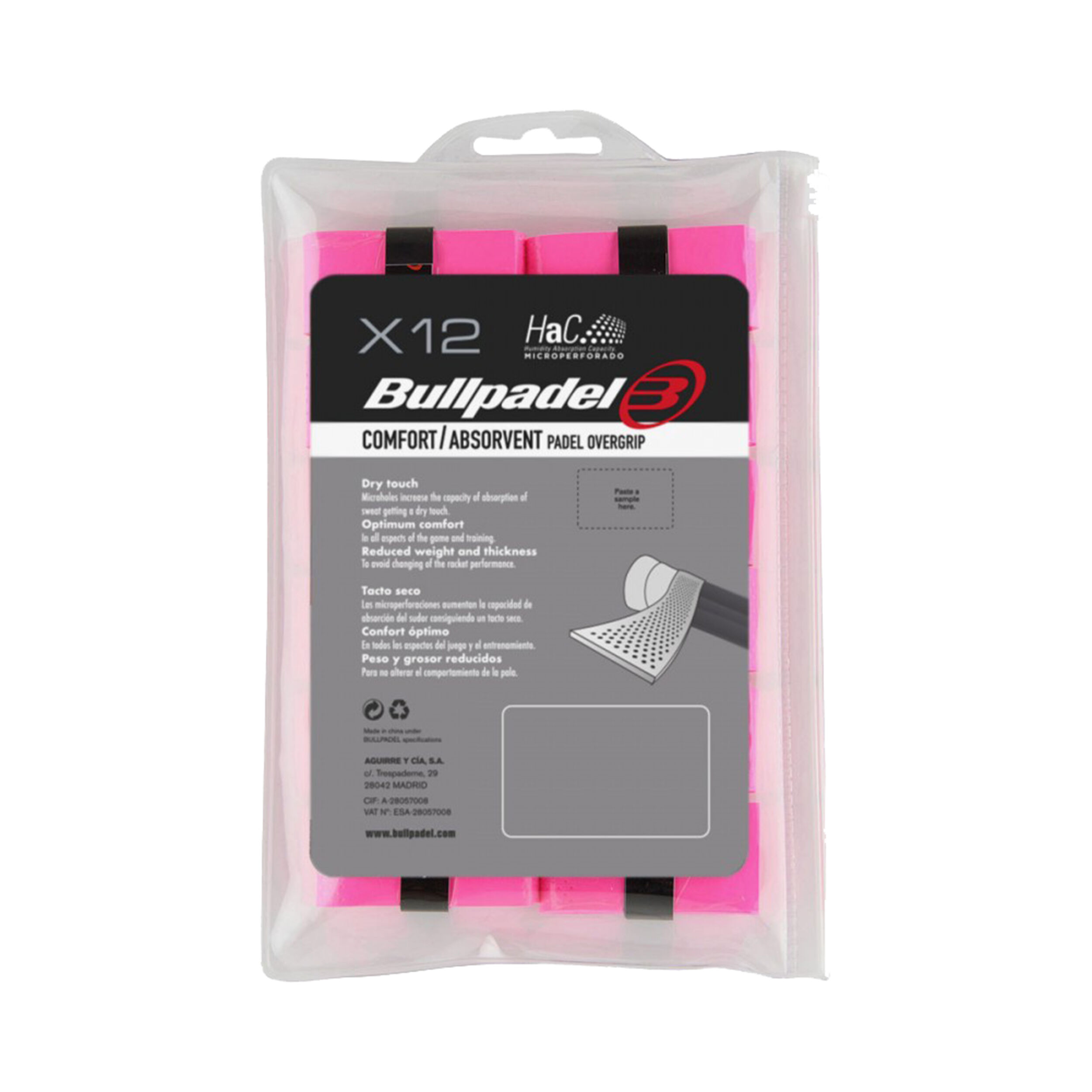 Bullpadel GB-1601 PACK 12 COMFORT ABSORBENT - Pink
