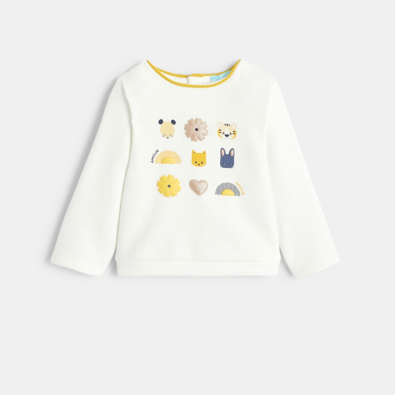 Sweat animaux domestiques beige bébé fille