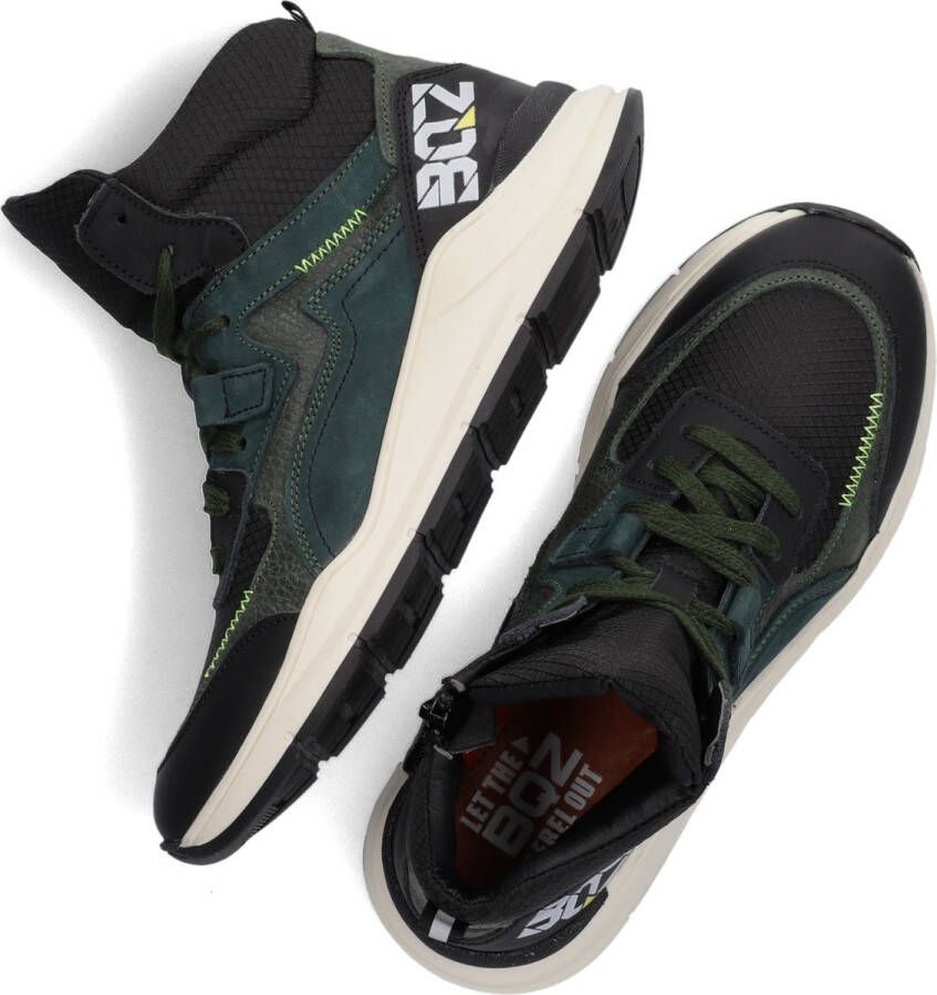 Braqeez 421982-568 Hoge Sneakers Groen Leer Veters