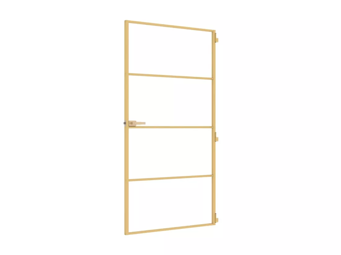 Porte intérieure mince doré verre trempé aluminium