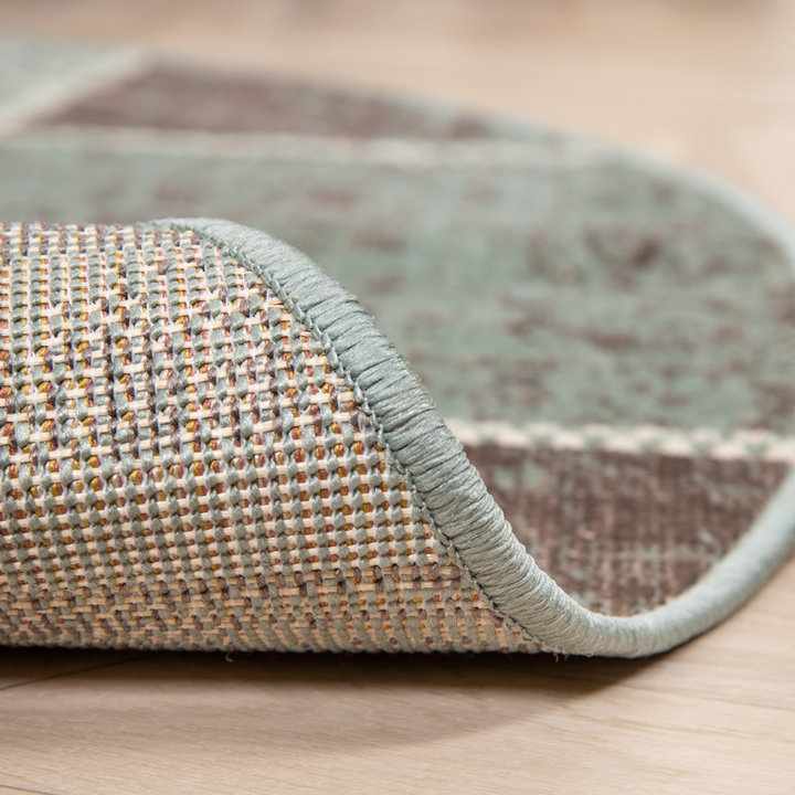 Rond Patchwork vloerkleed - Spring Groen/Grijs | Trendy