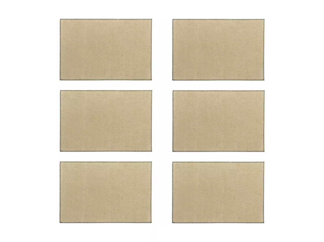 Novastyl - Lot6 Set De Table Ourlet 45x30cm En Jute Naturel Avec Contour Gris