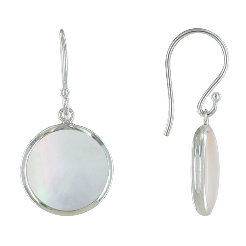 Boucles d'Oreilles Argent Disques Nacre