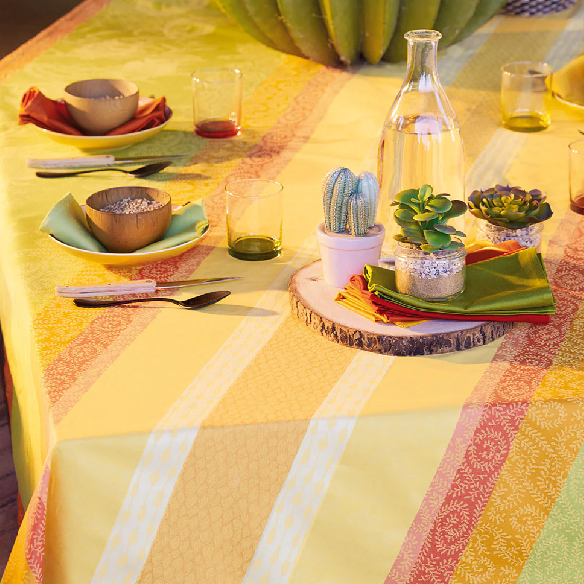 Nappe pur coton multicolore 155x155 Garnier Thiebaut