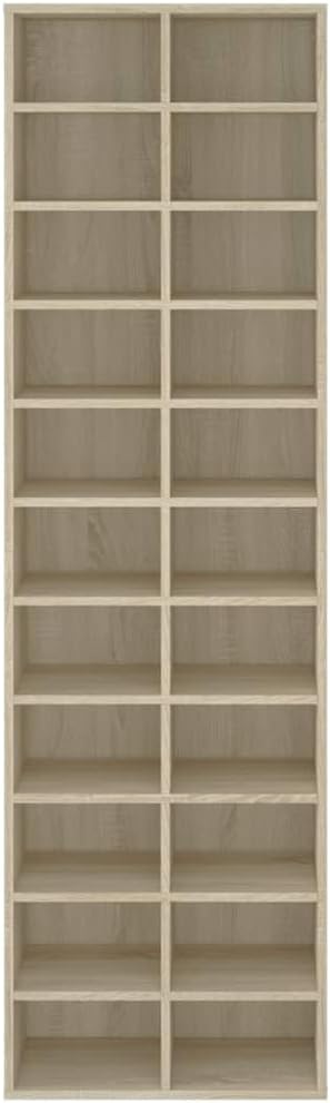 vidaXL Schuhschrank mit 22 Fächern Schuhständer Schuhablage Schuhaufbewahrung Flurregal Standregal Flur Diele Sonoma-Eiche 54x34x183cm Holzwerkstoff