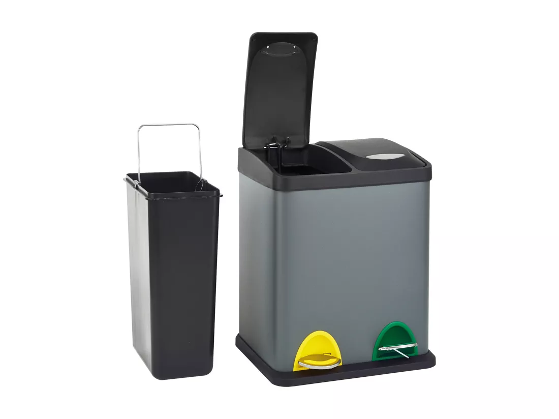 Poubelle de tri 2x8L en inox