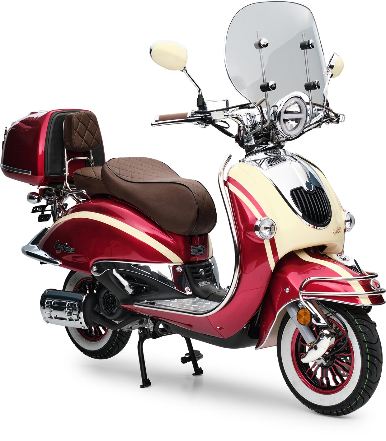 Motorroller Retro EasyCruiser Artemis Braun Beige 50ccm 45 kmh Moped Scooter
