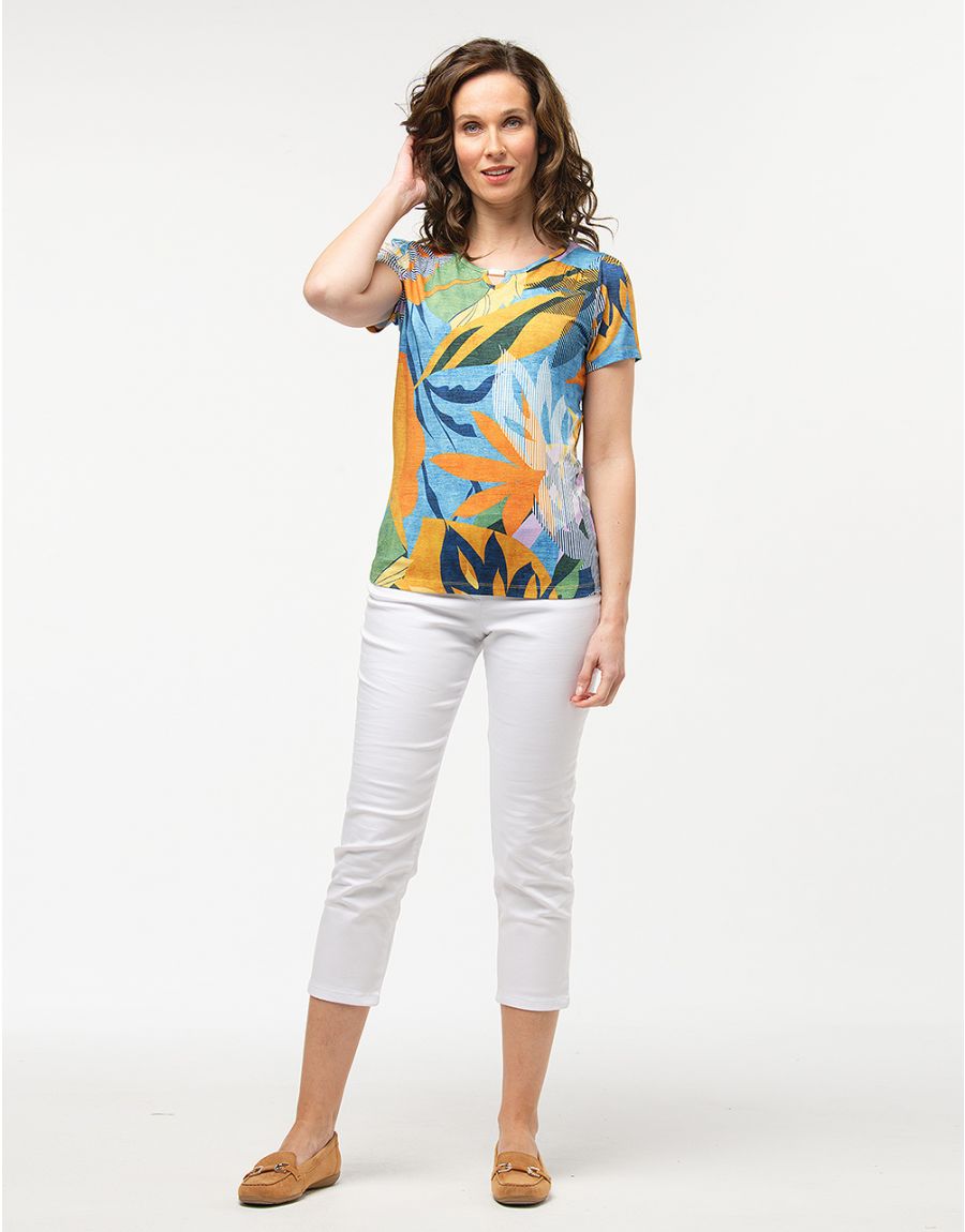 T-shirt jaune à motifs