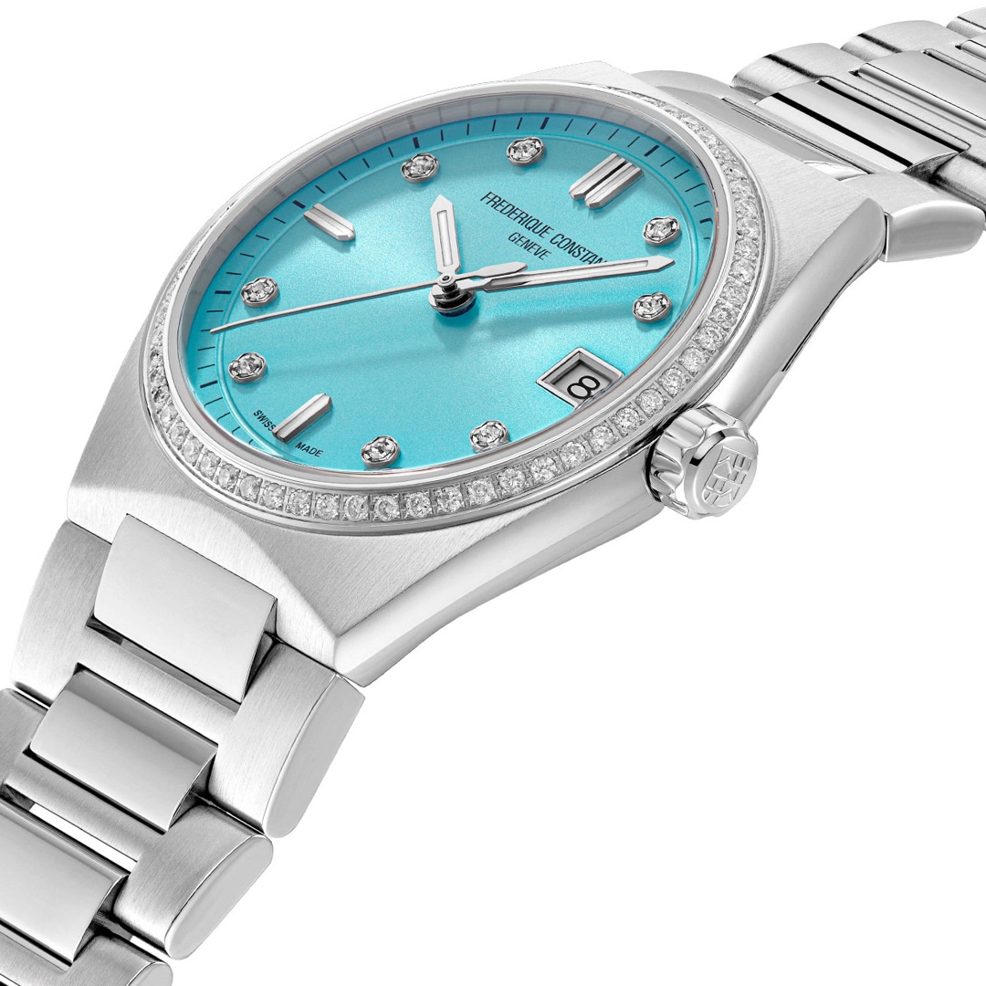 Frederique Constant Highlife Quartz Ladies Diamonds Blau