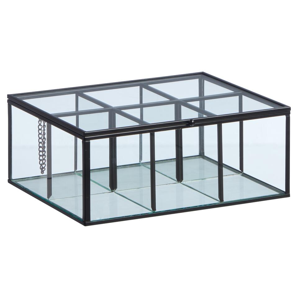 Theedoos Glas Zwart