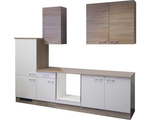 Flex Well keukenblok zonder apparatuur Samoa 270 cm wit sonoma eiken mat gedemonteerde variant omkeerbaar 00009156