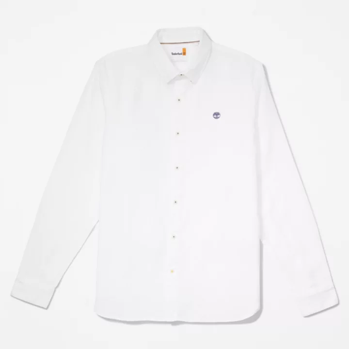 Chemise en lin Mill Brook pour homme en blanc