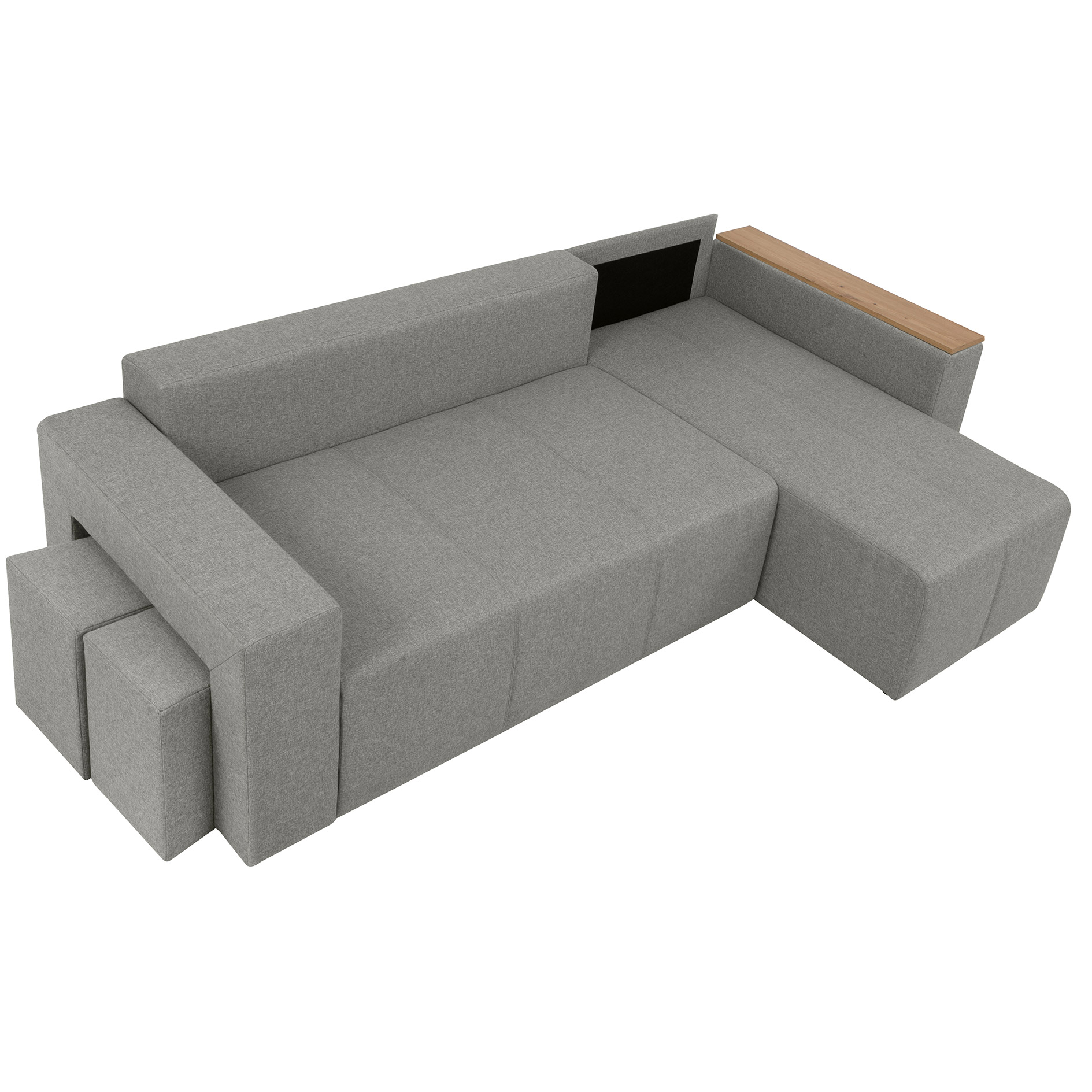 Ecksofa - grey - Liegefunktion und Staukasten