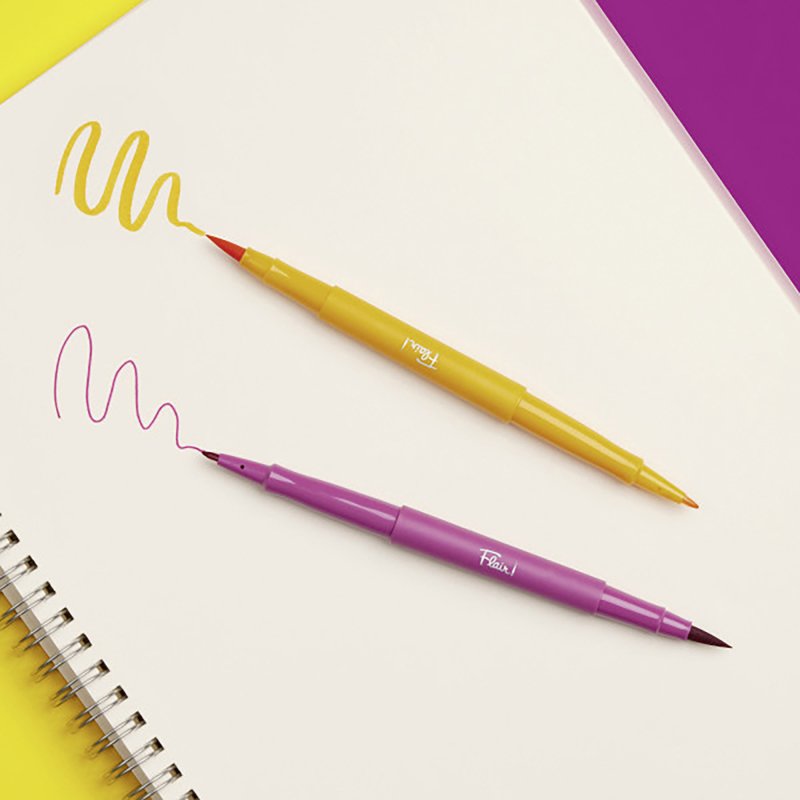 Stylo feutre Papermate Flair Dual double pointe écriture moyenne - Pochette de 8