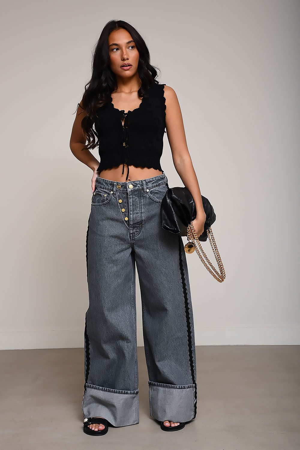 Double fly cotton baggy jeans
