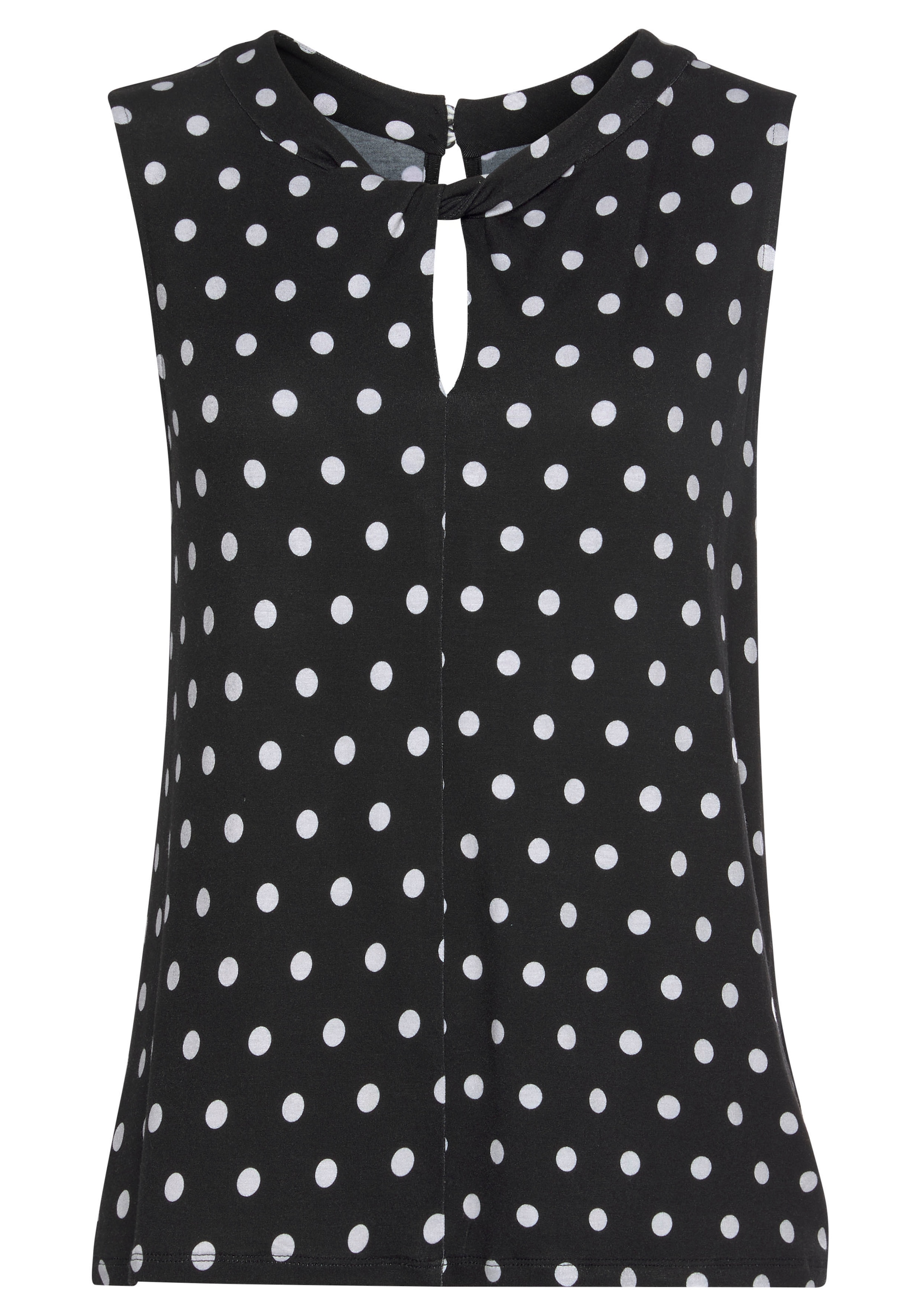 LASCANA Tanktop mit Punktedruck, bequemes Blusentop mit Schlitz am Ausschnitt
