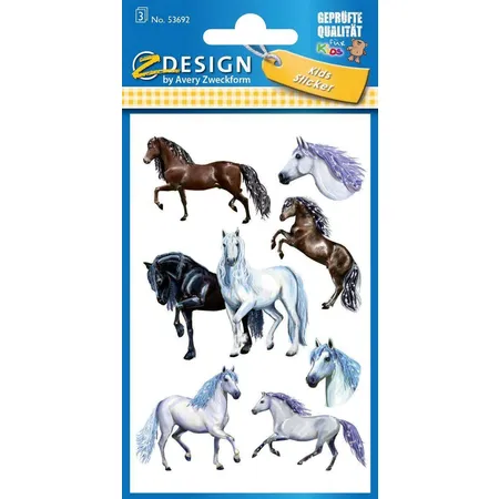 Avery Zweckform Z-Design Kinder Sticker, Pferde, 3 Bogen/21 Sticker