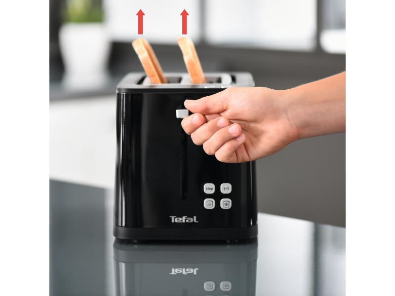 Tefal Toaster Smart'n Light Schwarz Moderner 2-Scheiben-Toaster mit Digitaldisplay