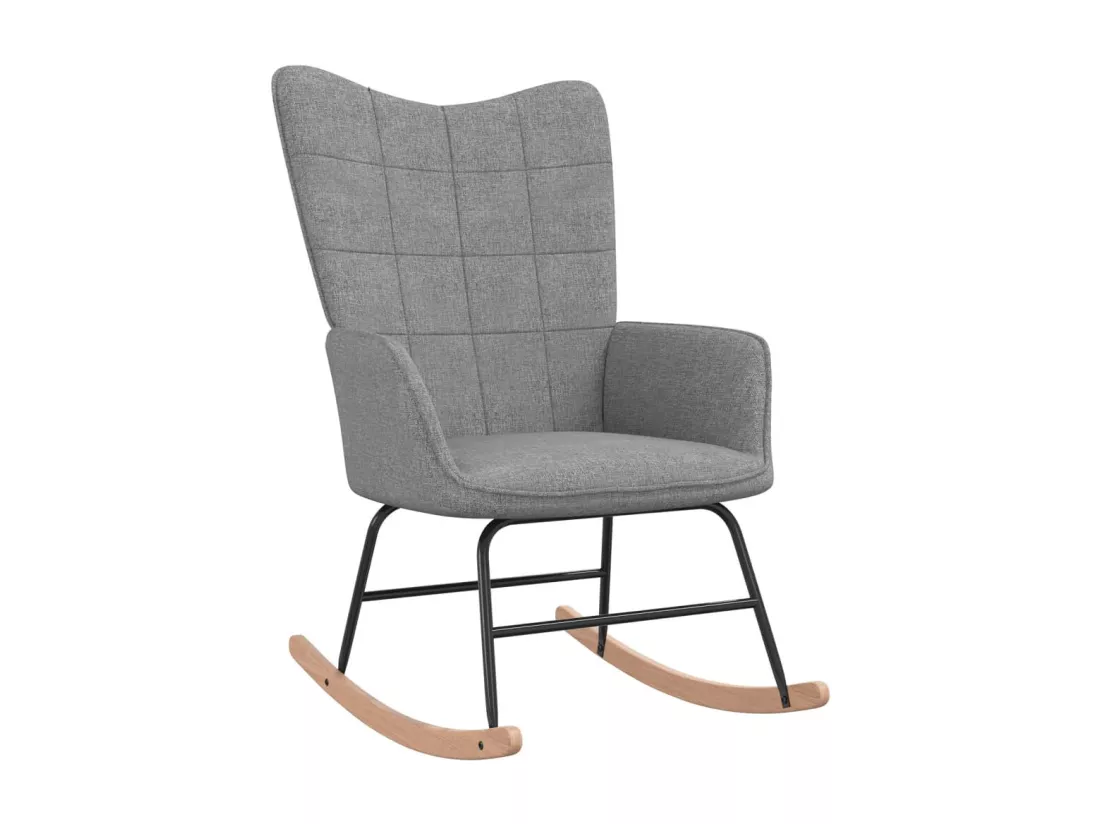 Chaise à bascule avec tabouret Gris clair Tissu