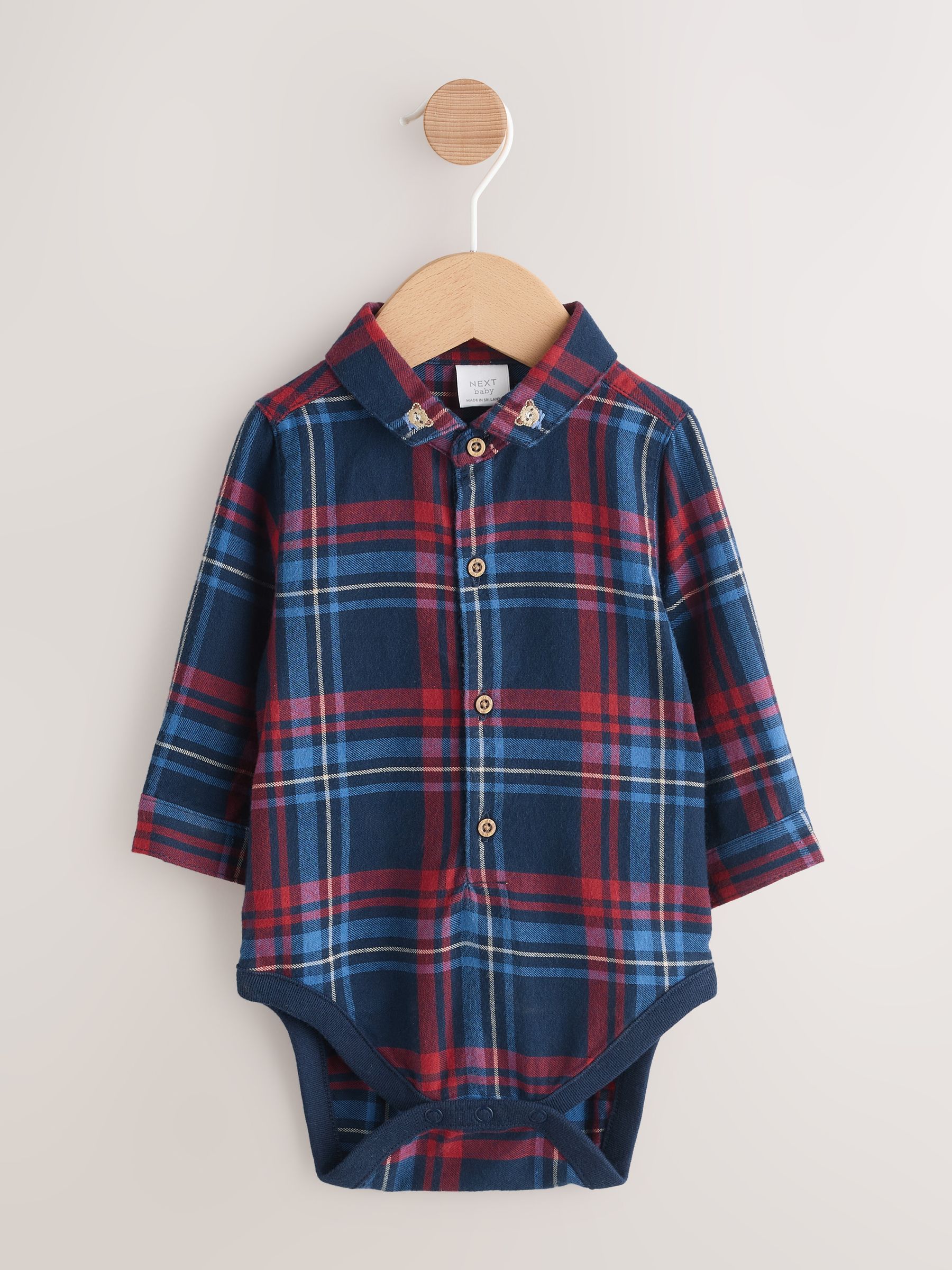 Marineblauw/rood geruit - Babyshirt Bodysuit (0mnd-2jr)