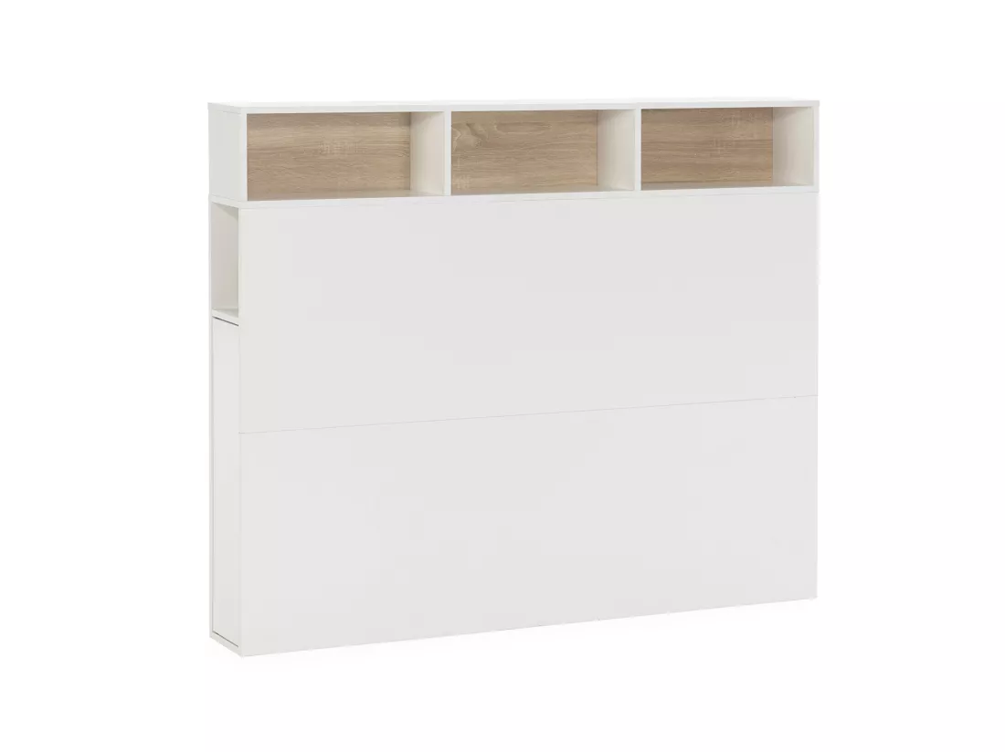 Tête de lit Zeus 95 cm blanc, 2 portes 9 trous