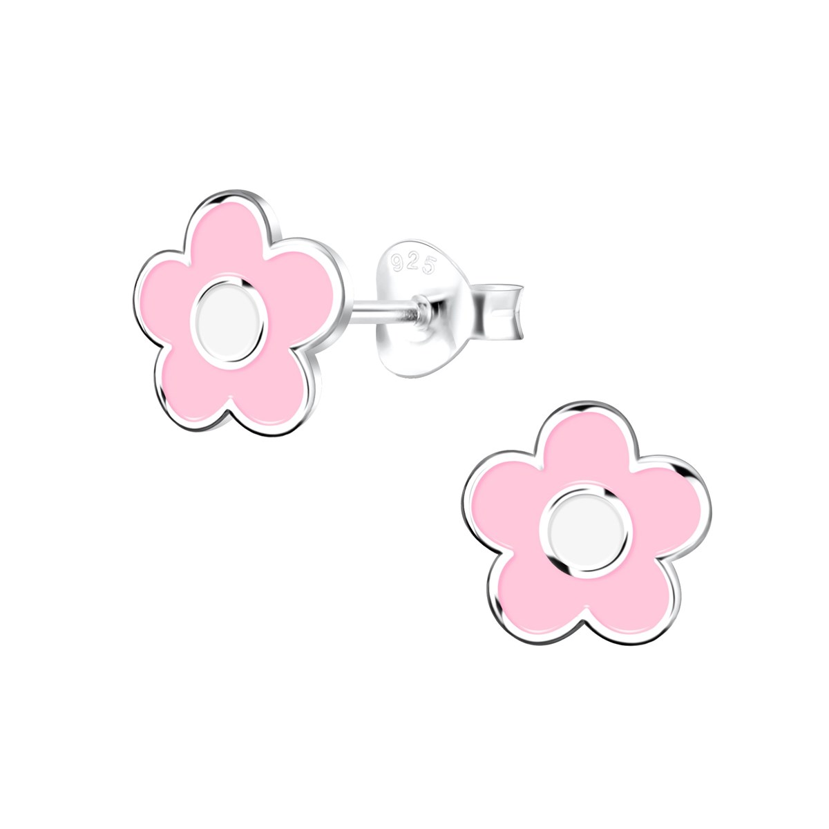 Boucles d'oreilles enfant fleur en argent 925
