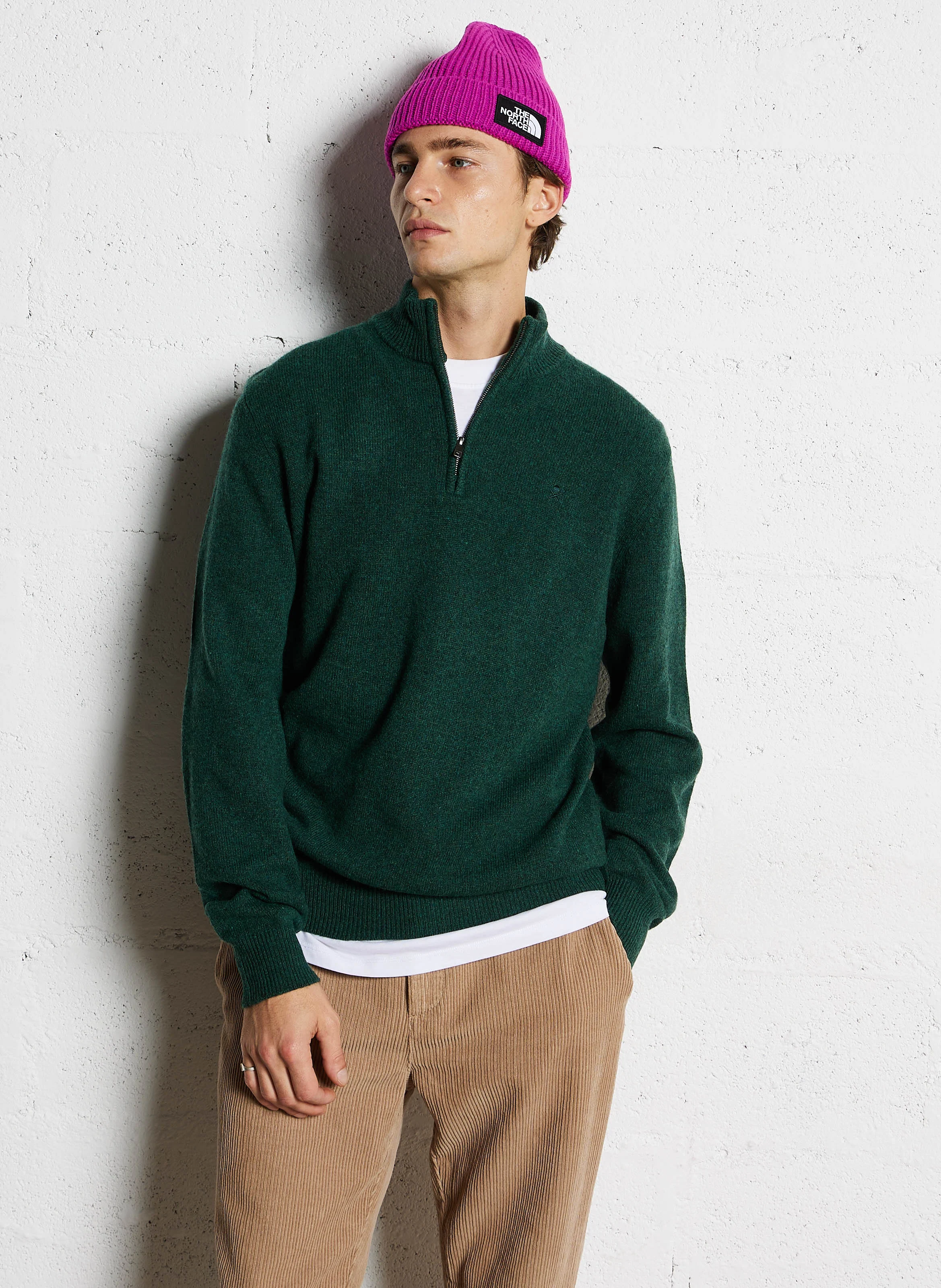 Pull zippé en laine | Vert