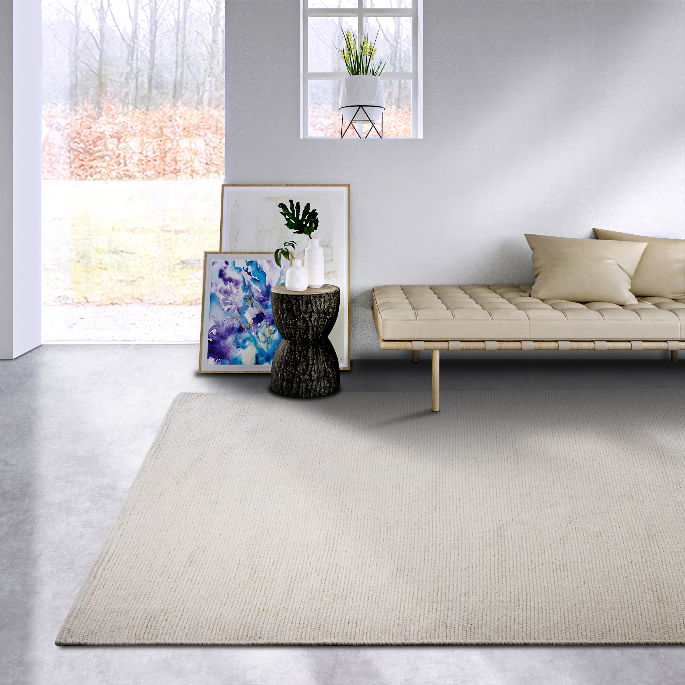 ELLE DECORATION Wollteppich »Pradesh« rechteckig 10 mm Höhe Handgewebt, Wolle, Natur, Läufer, Wohnzimmer, Schlafzimmer, Skandi