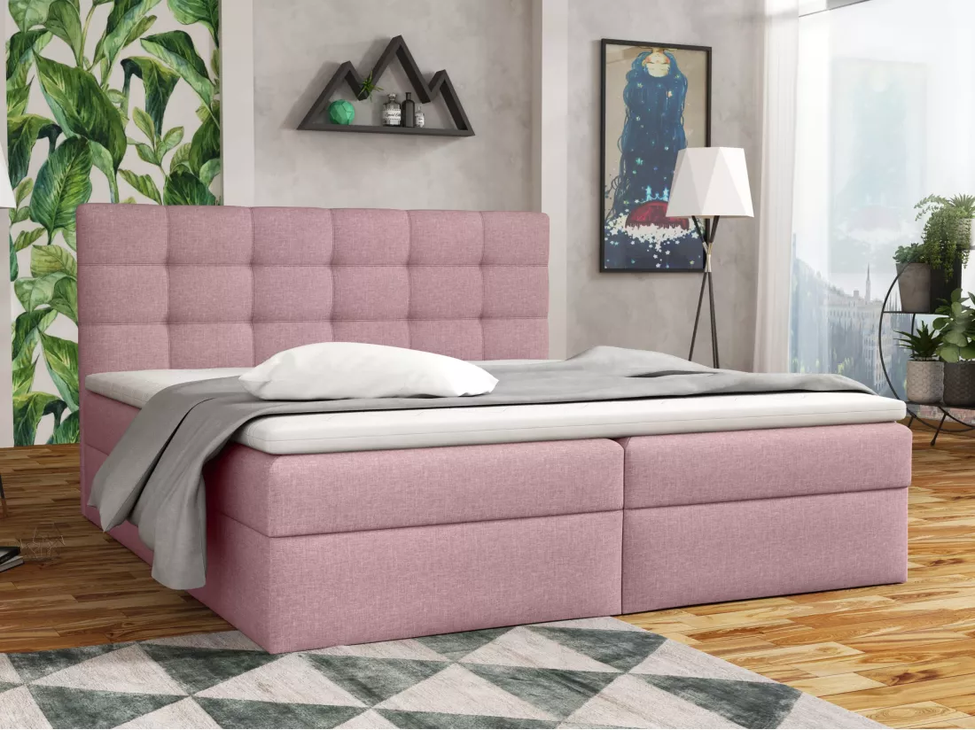 LIT BOXSPRING avec coffre de lit Glame 180x200 cm, Lux 28 (Rose pâle)