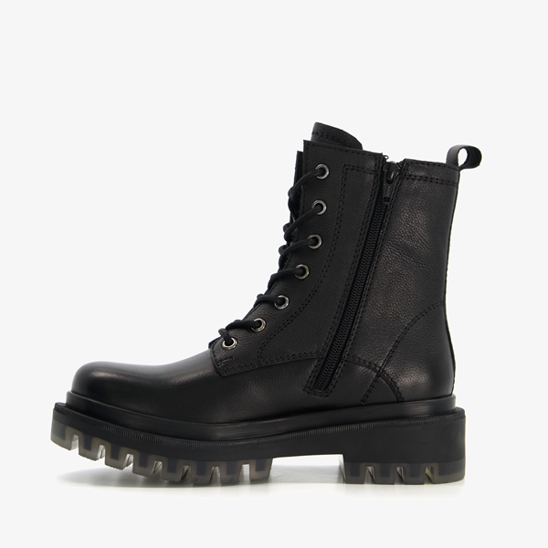 Harper leren dames veterboots met chunky zolen