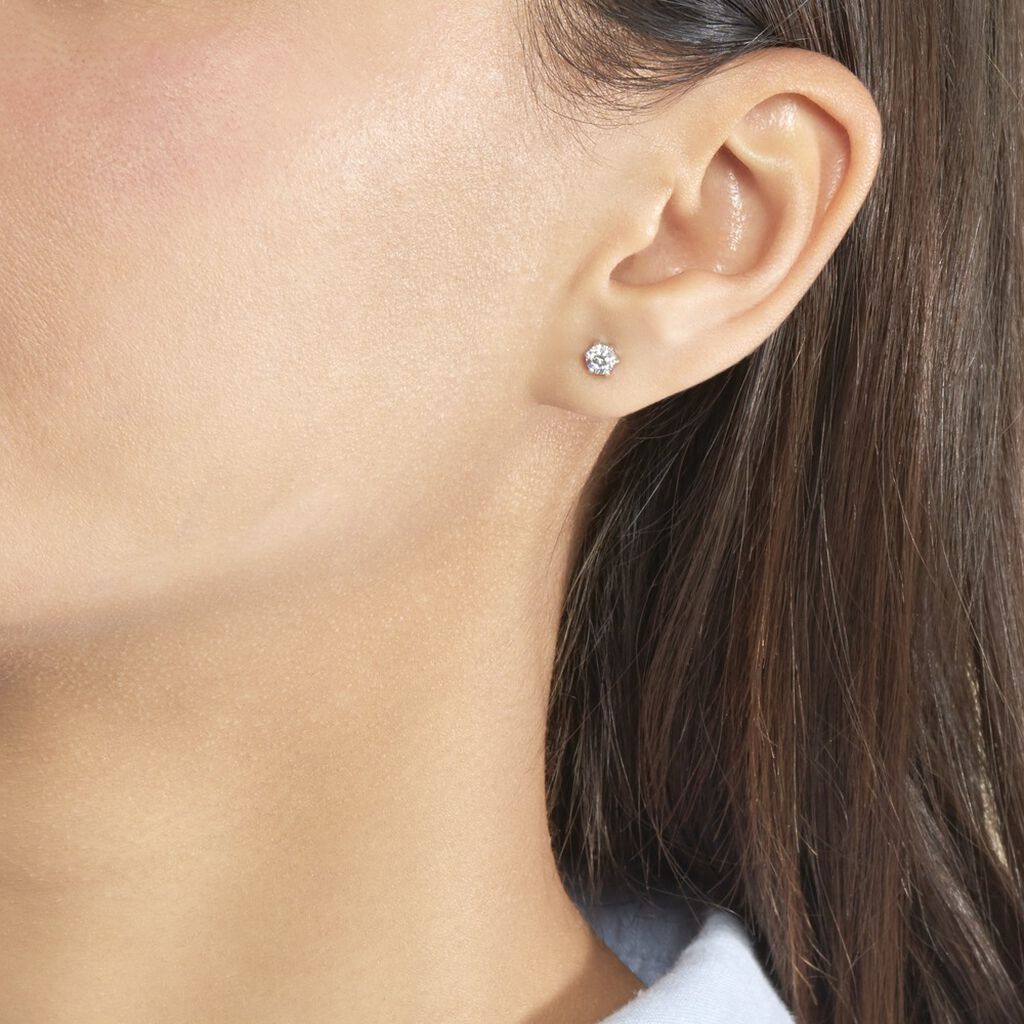 Boucles D'oreilles Puces Petrine Argent Blanc Oxyde De Zirconium