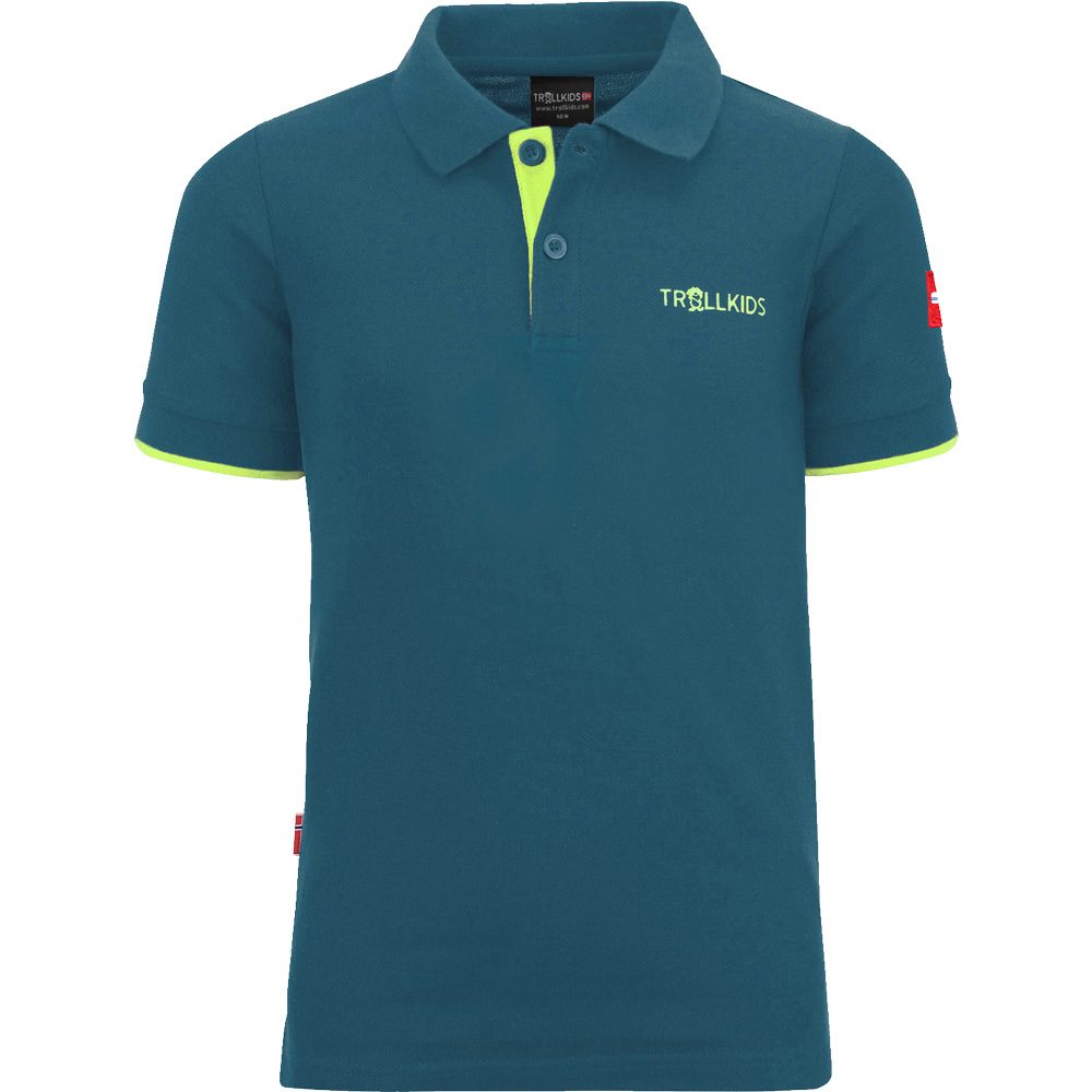 Trollkids Bergen Polo Shirt Kinder petrol lime
