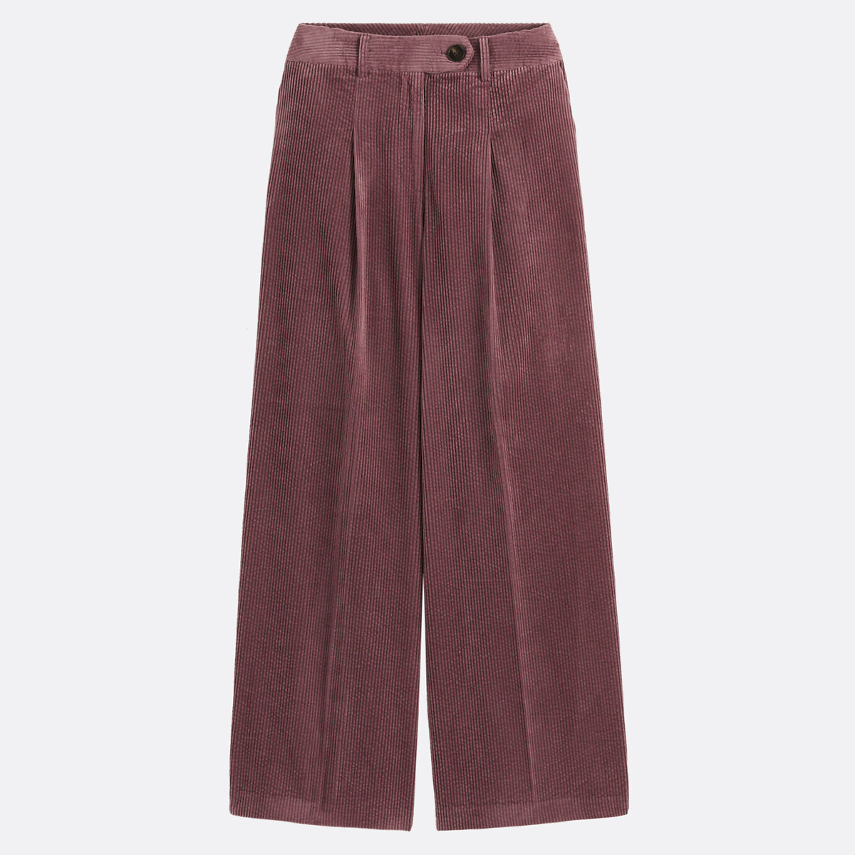 COLEÇÃO LA REDOUTE<br>Calças largas com pregas e cintura alta em veludo cotelê
