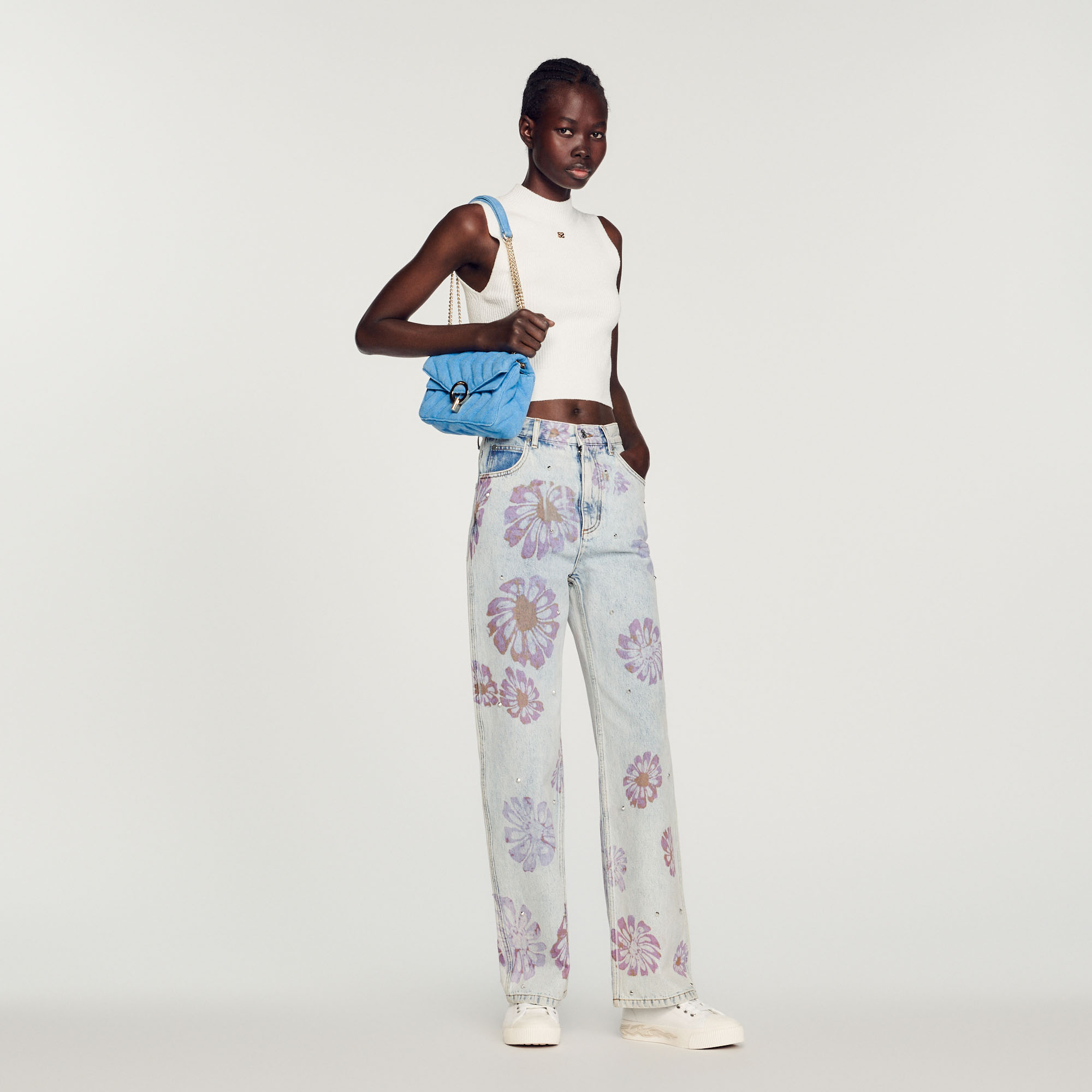 Jean motifs fleurs