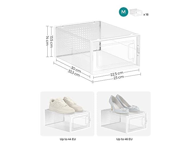 Songmics Schuhschrank stapelbar 18-er Set, Transparent Schuhboxen