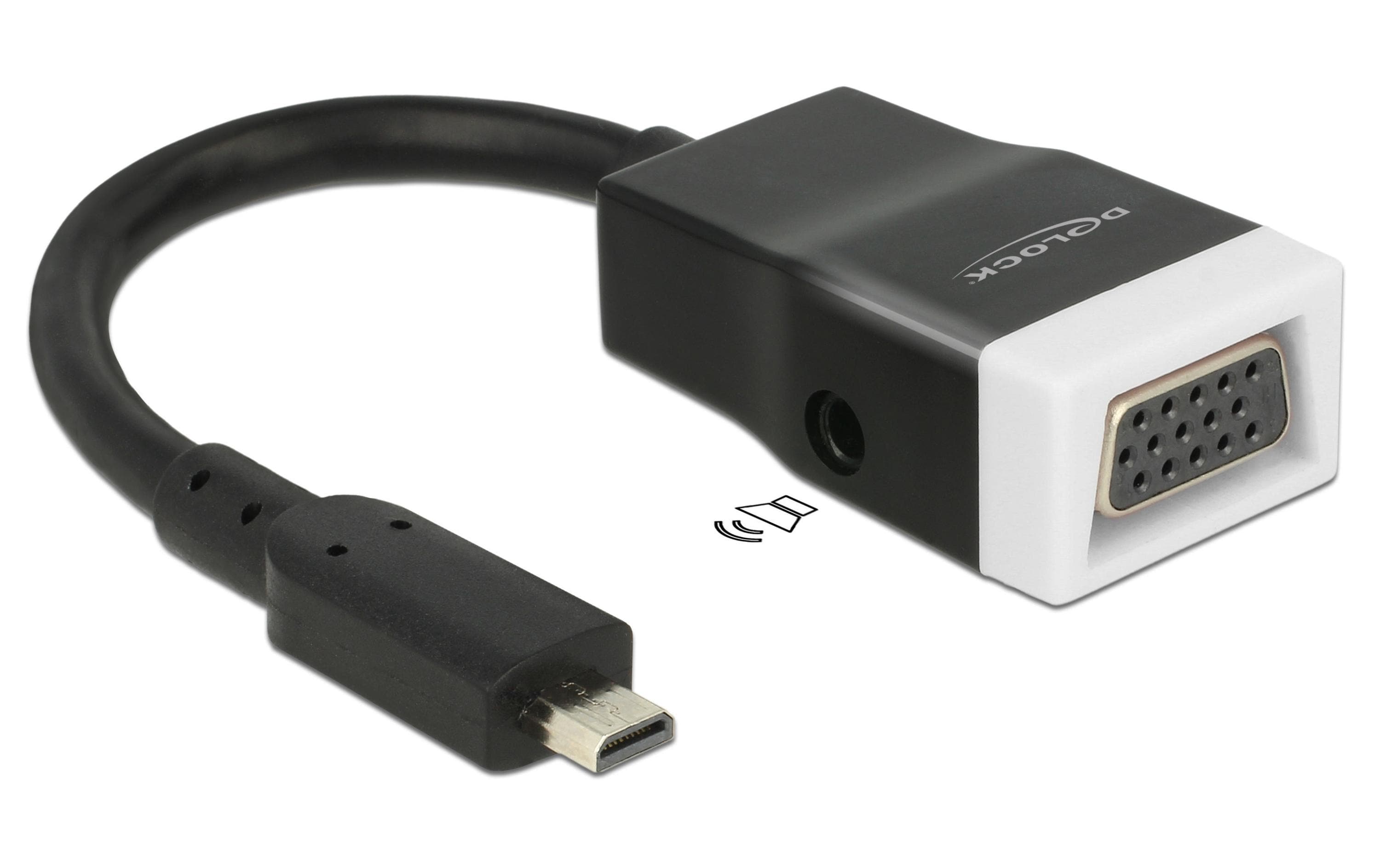 Adapterkabel Micro-HDMI – VGA SchwarzHDMI (Micro-Stecker) zu VGA Adapter mit integrierter Audiobuchse