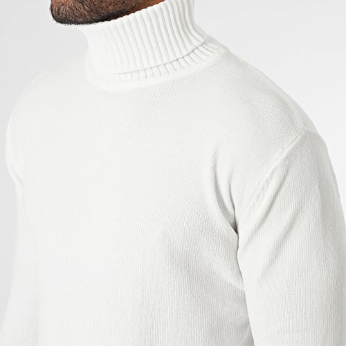 Pull Col Roulé Blanc