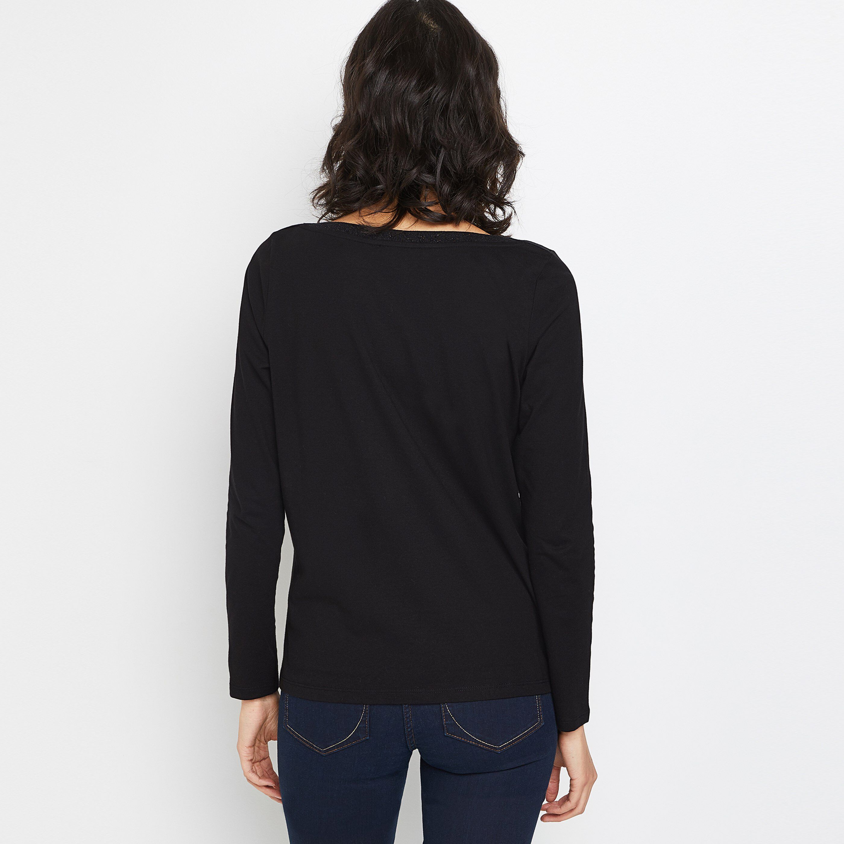 T-shirt col bateau femme - NOIR