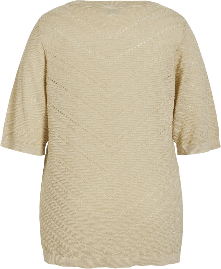 Evoked Vila VIESTY V-NECK 2/4 GLITTER KNIT TOP/ Birch/light gold glitter